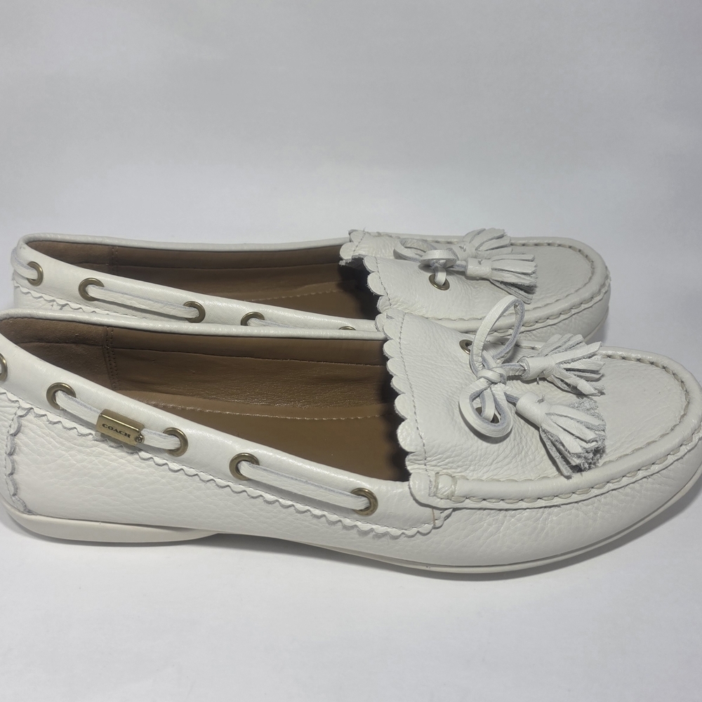 Coach White Leather Tassel Loafers Women’s US 9.5 Excellent Condition - Picture 8 of 9